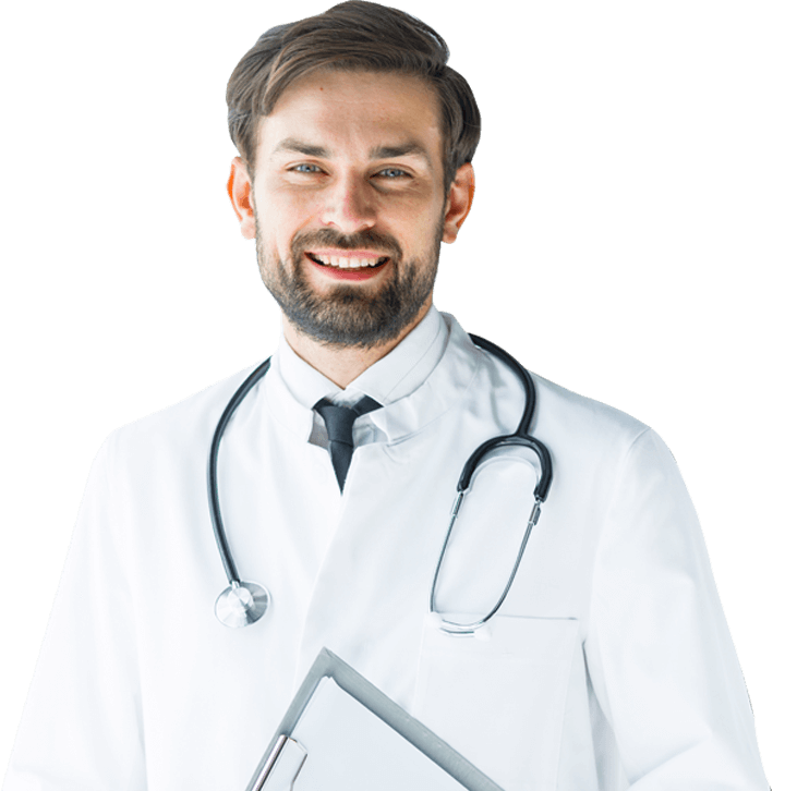 Dr. Arif Mahmud Chowdhury, orthopaedic and joint replacement surgeon, smiling in a white coat with a stethoscope